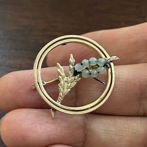Antique gold & gemstone pin brooch
